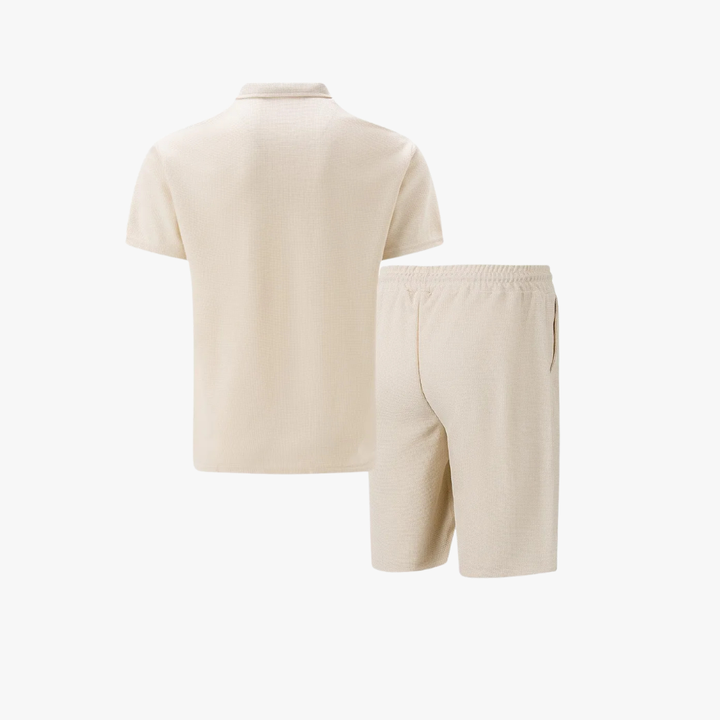Sportieve heren co-ord set, perfect voor vakantie of een relaxte zomerdag. Polo & shorts voor comfort.