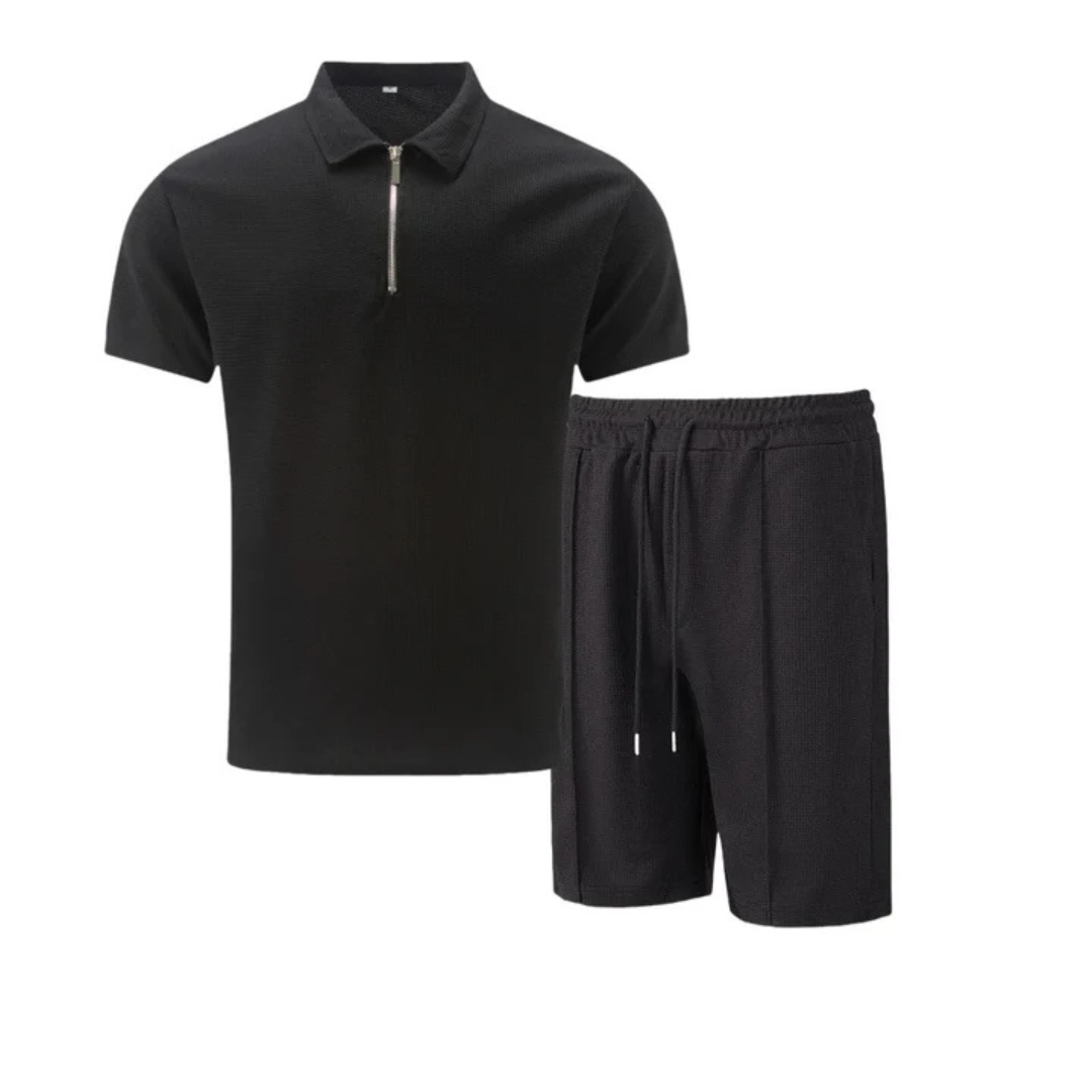 Comfortabele heren shorts met elastische taille, passend bij de polo voor een complete zomer co-ord set.