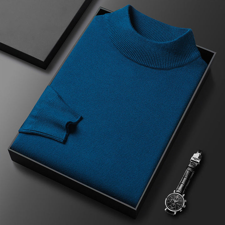 Slim fit heren trui met halfhoge hals, moderne en veelzijdige wintermode voor elke man.