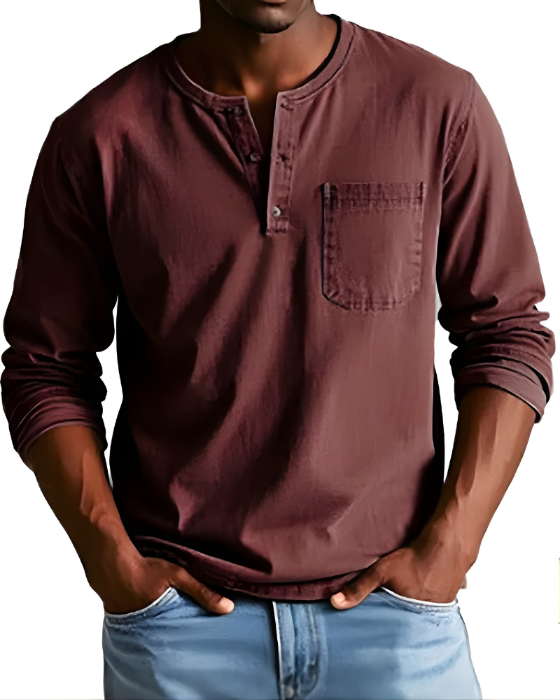 Comfortabel heren longsleeve met trendy denim look, perfect voor een veelzijdige herfstoutfit.