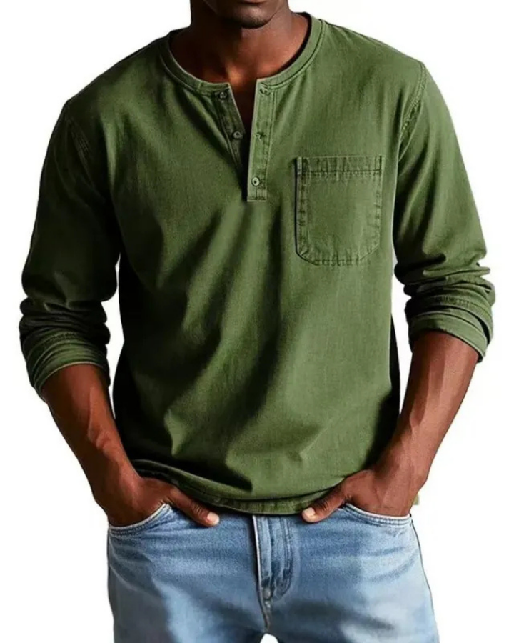 Veelzijdig heren longsleeve shirt met denim look, makkelijk te combineren, stijlvol en comfortabel.