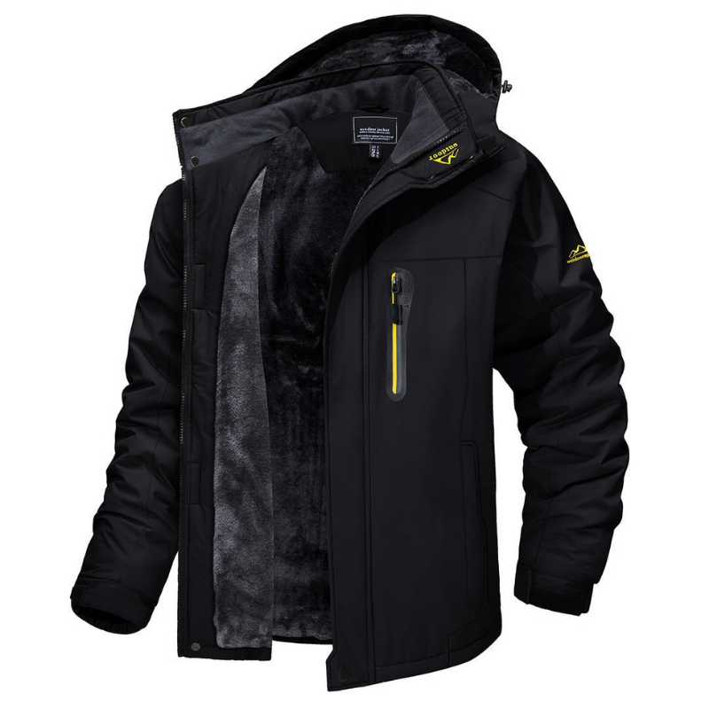 Warme heren winterjas met dikke voering en waterafstotend materiaal, ideaal voor outdoor activiteiten.