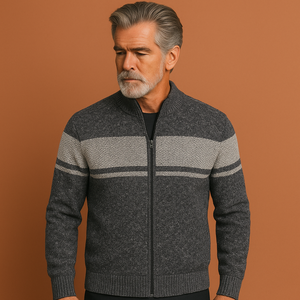 Heren gebreid vest met rits, stijlvol en comfortabel voor casual herfst- of winterdagen.