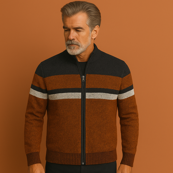 Stijlvol heren ritsvest, gebreid voor extra warmte en comfort tijdens herfst- en winterkleding.