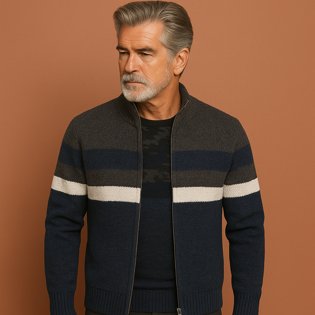 Casual gebreid herenvest met rits, perfect voor een comfortabele en stijlvolle outfit in de herfst.