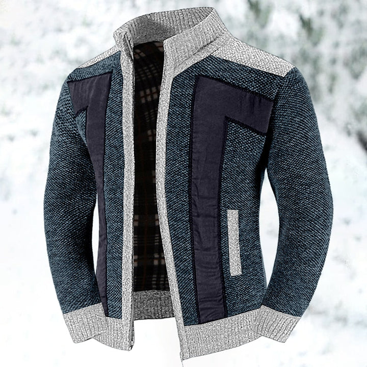 Veelzijdig heren ritsvest met patchwork, makkelijk te combineren voor een stijlvolle casual outfit.