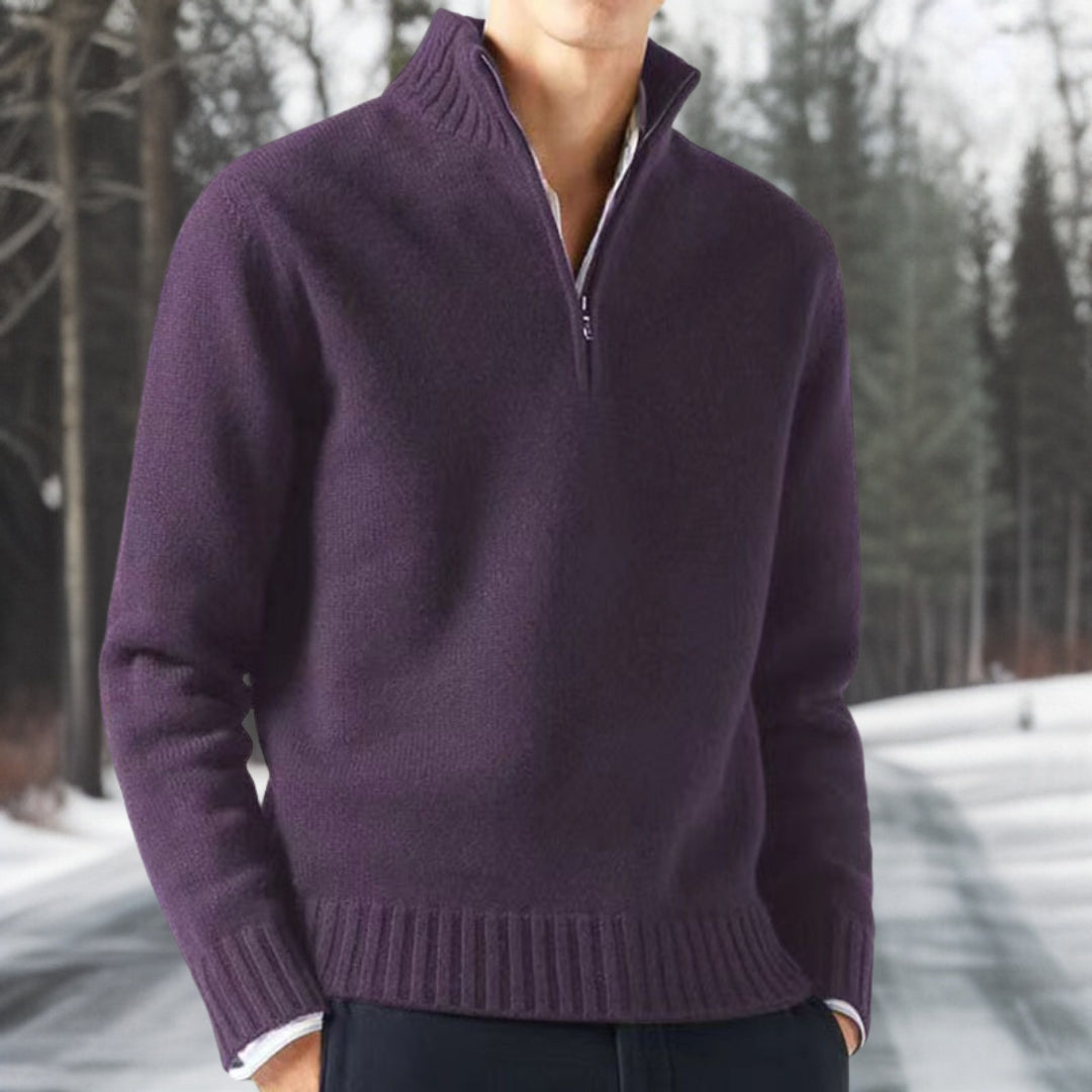 Mannen pullover met kwarts rits detail, zacht comfort en stijlvolle uitstraling in diverse kleuren.