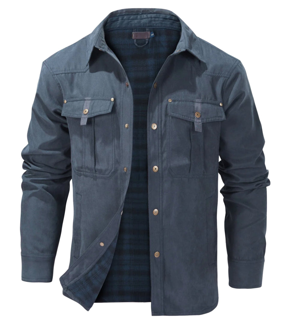Warm geruit herenjack, perfecte winterjas met borstzakken voor comfort en stijl.
