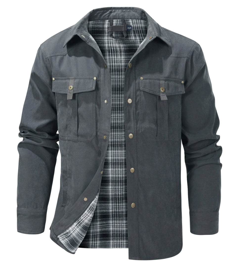 Modern geruit herenjack, stijlvol met borstzakken, essentieel voor een warme herfst- en wintergarderobe.