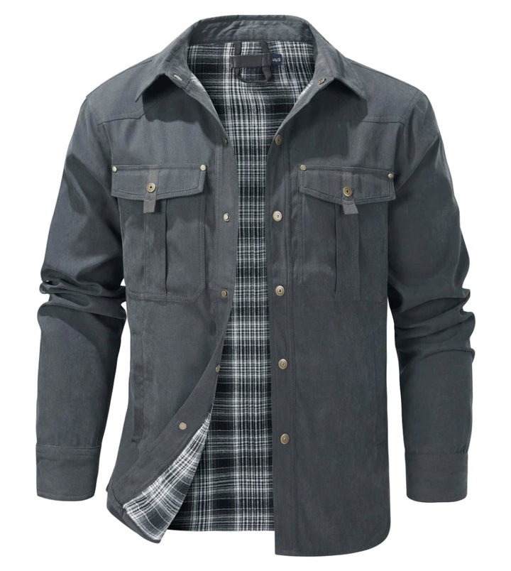 Modern geruit herenjack, stijlvol met borstzakken, essentieel voor een warme herfst- en wintergarderobe.