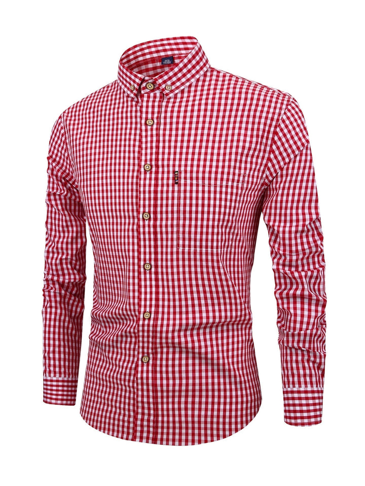 Veelzijdig heren geruit overhemd met lange mouwen, perfect voor zowel casual als geklede mannenmode stijlen.