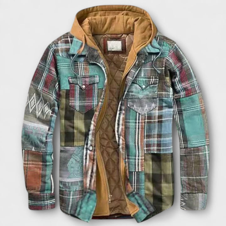 Heren geruite houthakkersjas met warme capuchon, ideaal voor winter en herfst. Stijlvolle buitenkleding voor mannen.