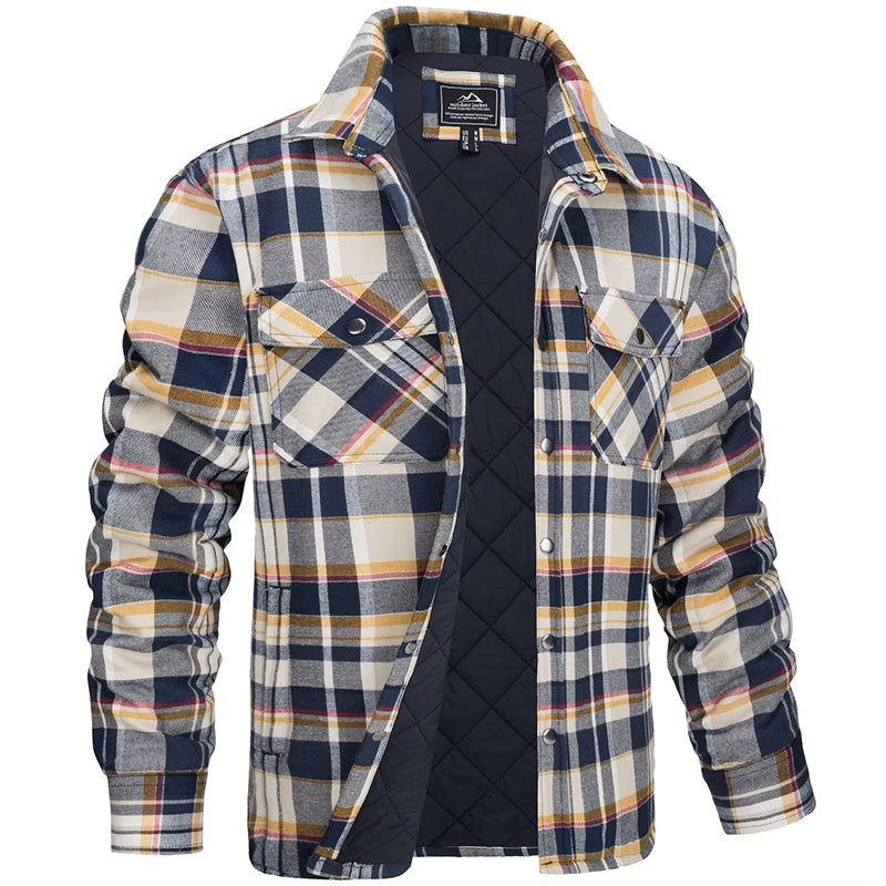 Warme herfstjas voor heren, comfortabel en stijlvol. Geruite plaid jas, ideale bovenkleding voor casual look.