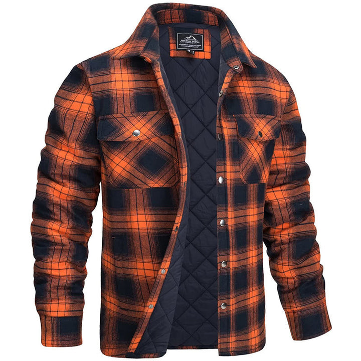 Comfortabele, warme heren jas met ruitpatroon. Stijlvolle herfst- en winterjas, perfecte bovenkleding voor mannen.