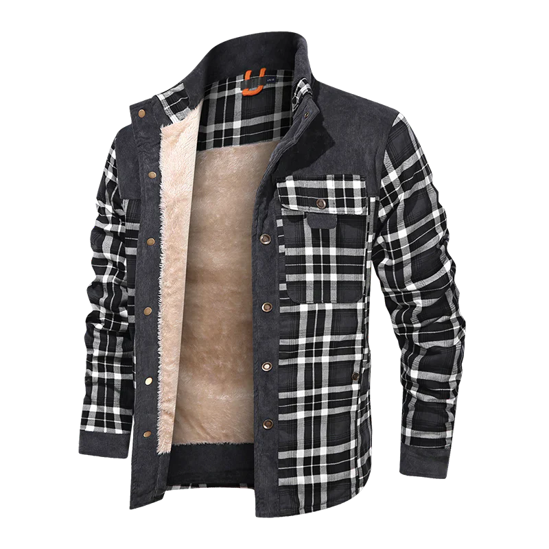 Heren geruite warme overhemdjas voor herfst/winter. Comfortabele casual regular fit herenjas.