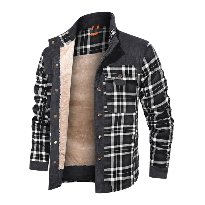 Heren geruite warme overhemdjas voor herfst/winter. Comfortabele casual regular fit herenjas.