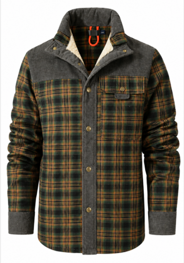 Modieuze heren geruite overhemdjas met warme voering, uitstekend voor herfst en winter, casual of outdoor.