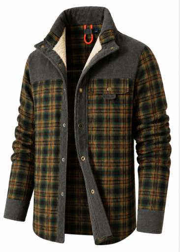 Comfortabele heren geruite overhemdjas, warme winterjas of stijlvolle herfstjas. Ideaal voor casual outdoor looks.