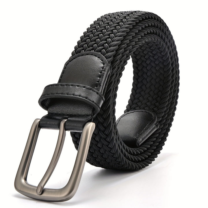 Heren gevlochten rekbare riem met vierkante gesp. Ideaal als casual of golf riem voor comfort.