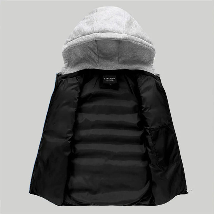 Casual heren bodywarmer met capuchon, winddicht en gewatteerd, ideaal voor frisse herfstdagen.