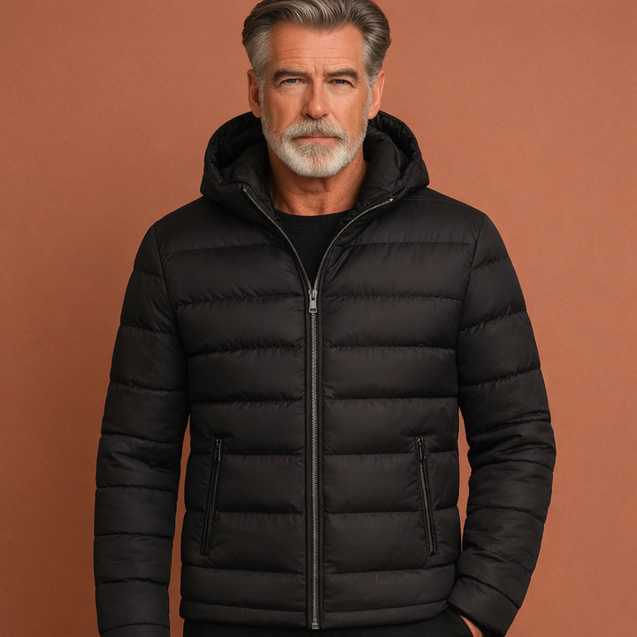 Heren gewatteerde winterjas, warm en lichtgewicht, perfect voor koude winterdagen.