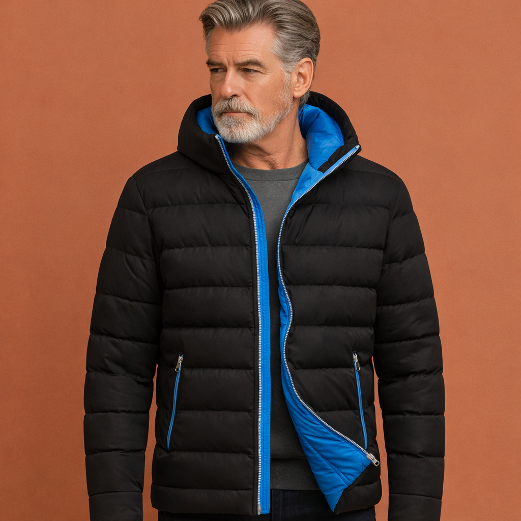 Comfortabele gewatteerde herenjas met ritszakken, ideaal voor casual herfst- en winterlooks.