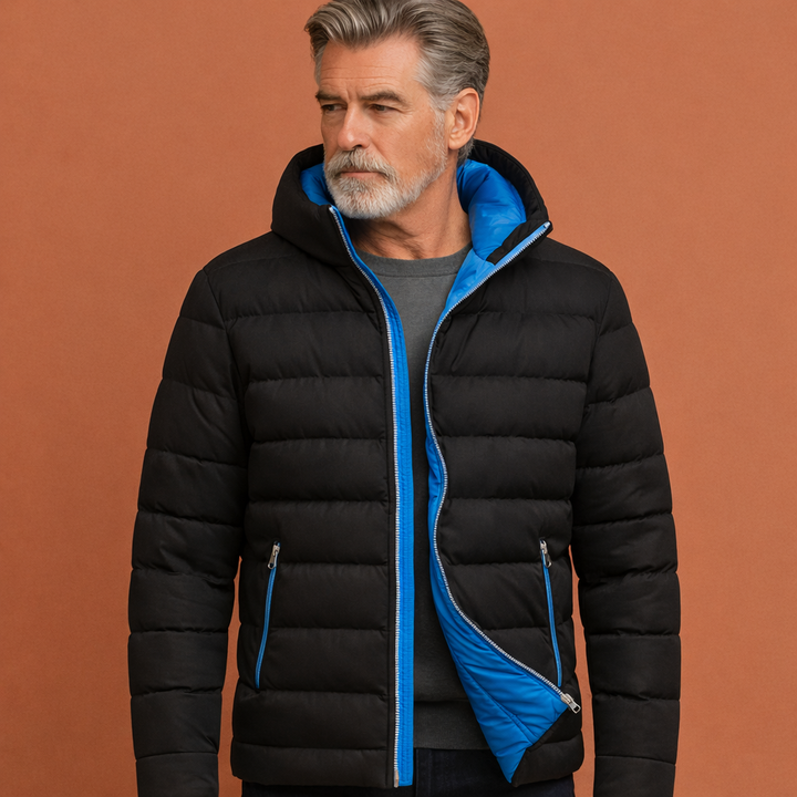 Comfortabele gewatteerde herenjas met ritszakken, ideaal voor casual herfst- en winterlooks.