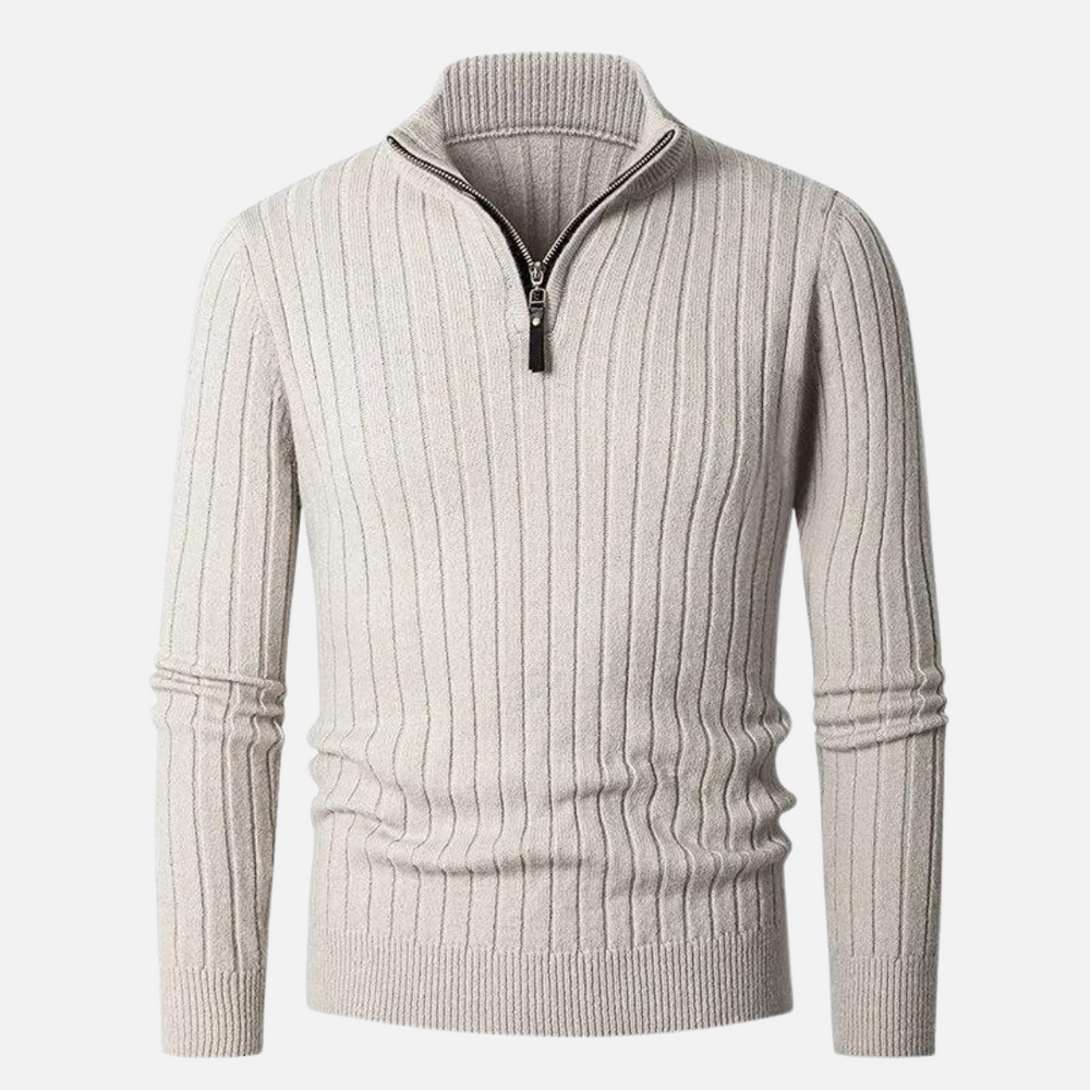 Ribgebreide heren half-zip pullover, warm en comfortabel voor dagelijks casual dragen.