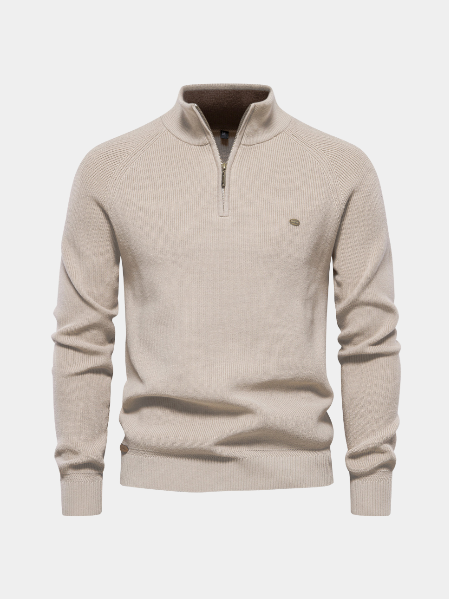 Stijlvolle heren half-zip sweater met opstaande kraag, perfect voor casual of zakelijke outfits.