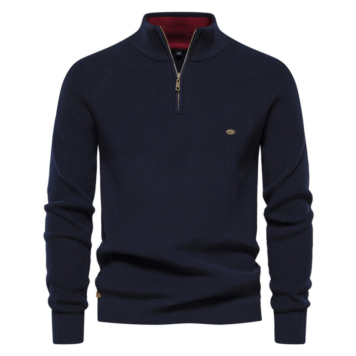 Warme heren half-zip trui, essentieel voor herfst- & winterdagen. Combineert stijl met functionaliteit.