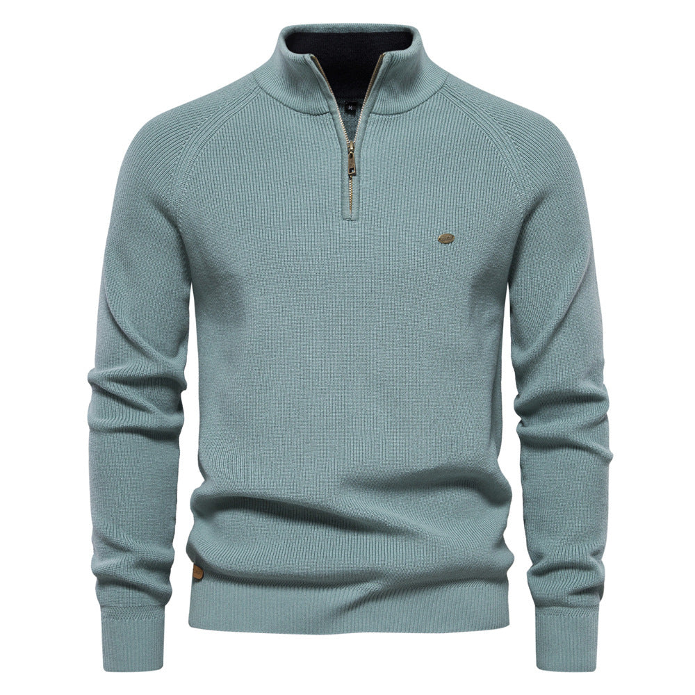 Blauwe heren half-zip trui, ademend & warm. Stijlvolle keuze voor comfort & veelzijdigheid.