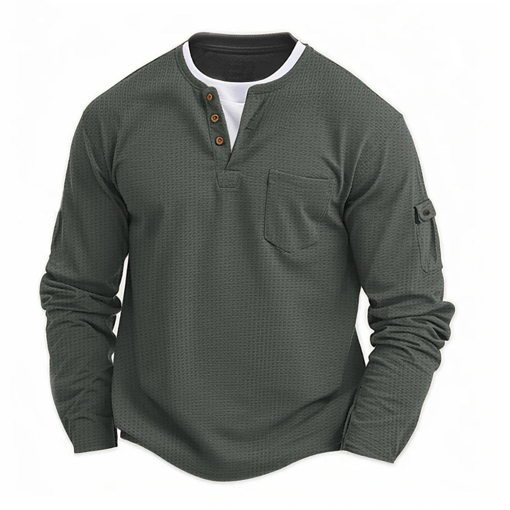 Heren henley shirt met lange mouwen en knoopsluiting, comfortabel en modieus voor een casual look.