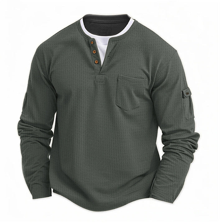 Heren henley shirt met lange mouwen en knoopsluiting, comfortabel en modieus voor een casual look.