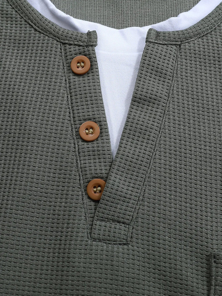 Casual heren henley shirt met lange mouwen, comfortabel en modieus voor dagelijks gebruik.