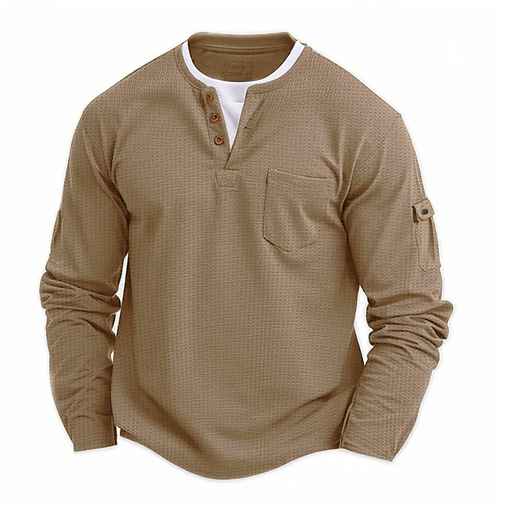Comfortabel heren henley shirt met lange mouwen, getailleerde pasvorm voor een moderne uitstraling.