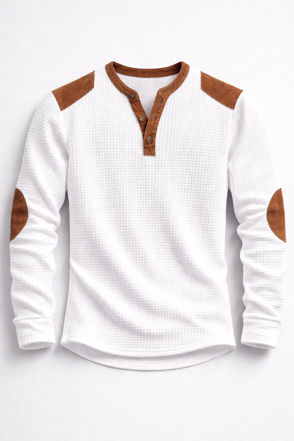 Comfortabel heren henley shirt met lange mouwen en unieke wafelstructuur voor een stijlvolle, gelaagde look.