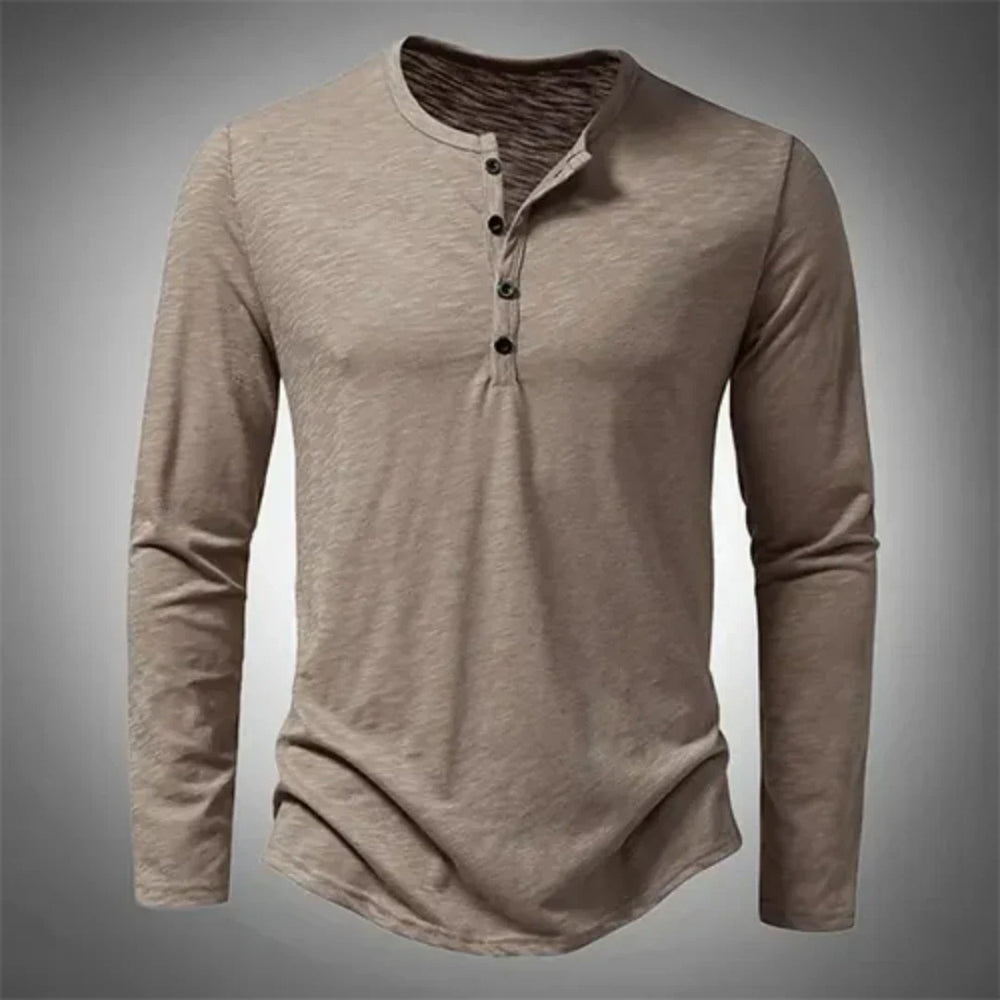 Veelzijdig heren henleyshirt met lange mouw, perfecte bovenkleding voor casual herenmode.