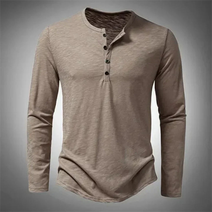 Veelzijdig heren henleyshirt met lange mouw, perfecte bovenkleding voor casual herenmode.