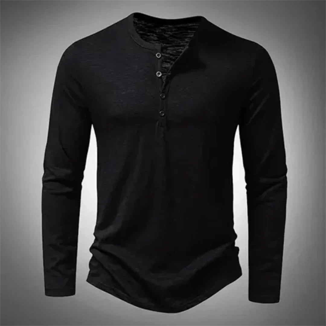 Heren henleyshirt met lange mouw, knoopsluiting, comfortabel en veelzijdig voor elke man.