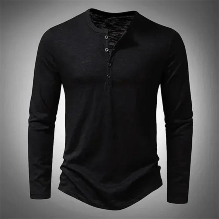 Heren henleyshirt met lange mouw, knoopsluiting, comfortabel en veelzijdig voor elke man.
