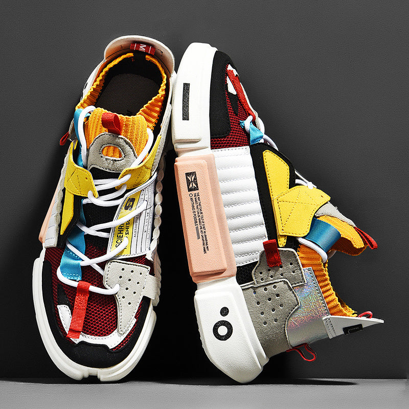 Heren high-top sneakers met chunky zool in multicolor grijs en zwart.