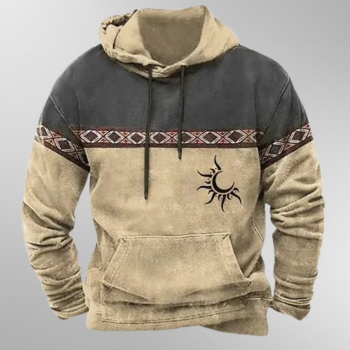 Heren hoodie beige, casual comfort met capuchon, knusse pasvorm, ideaal voor ontspannen dagen, zachte ademende stof.