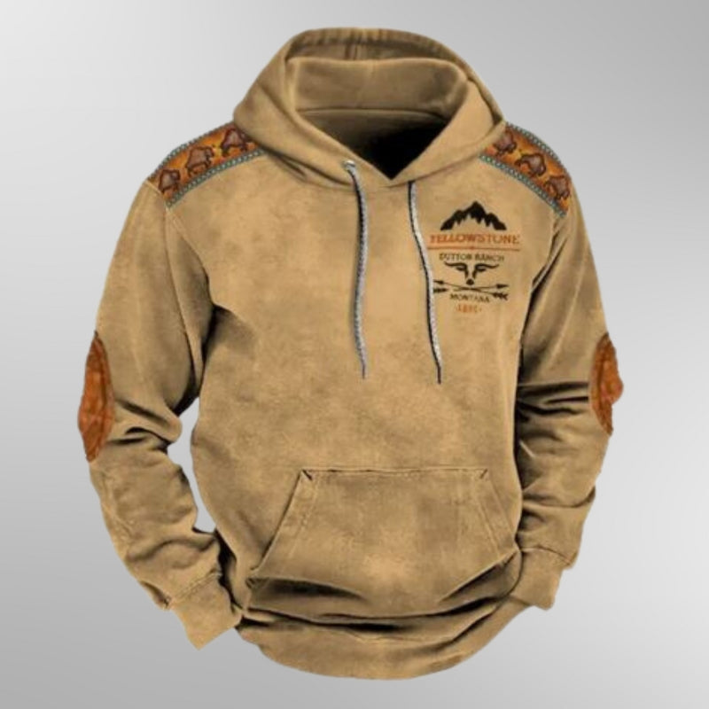 Heren hoodie bruin, casual comfort met capuchon, knusse pasvorm, ideaal voor ontspannen dagen, zachte ademende stof.