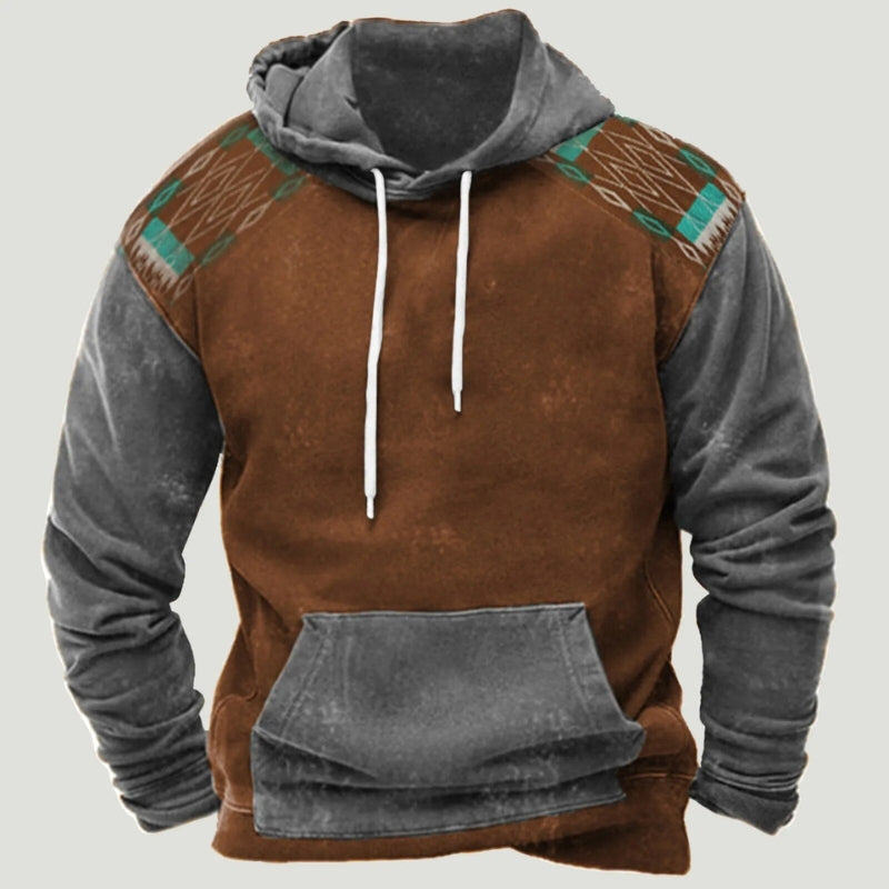 Heren hoodie bruin, casual comfort met capuchon, knusse pasvorm, ideaal voor ontspannen dagen, zachte ademende stof.