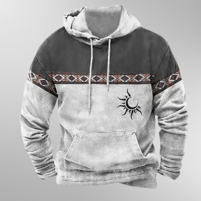 Heren hoodie beige, casual comfort met capuchon, knusse pasvorm, ideaal voor ontspannen dagen, zachte ademende stof.