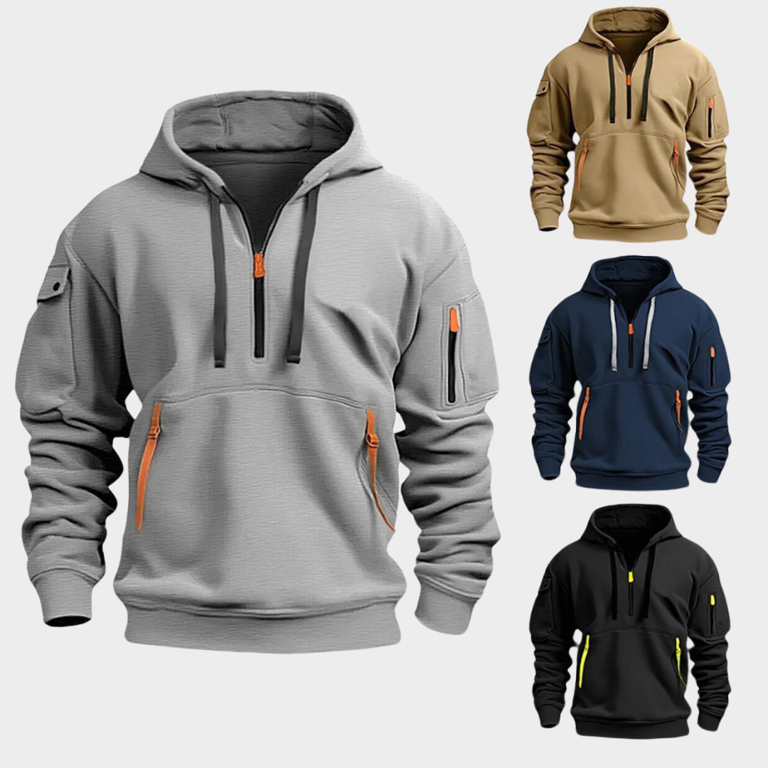 Opgevouwen heren hoodie, hoogwaardige trui voor mannen, essentieel voor een comfortabele en stijlvolle garderobe.
