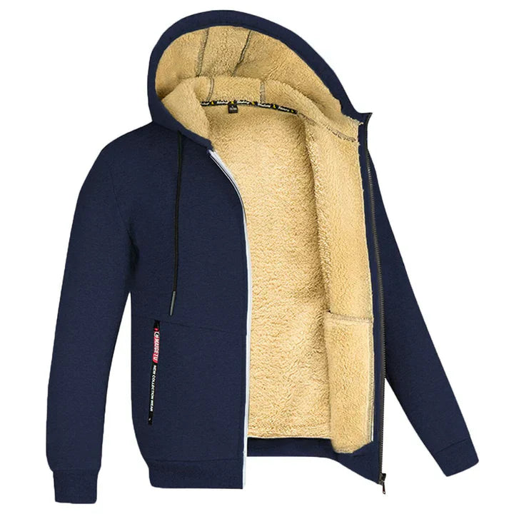 Warme heren hoodie met rits en capuchon, regular fit, ideaal voor winterse dagen.