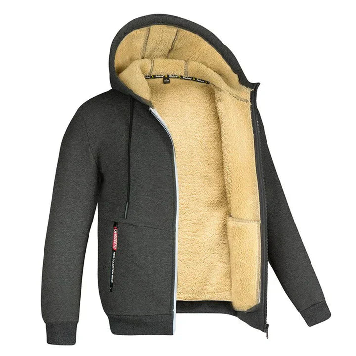 Duurzame heren hoodie met rits, capuchon en regular fit, geschikt voor sport en vrije tijd.