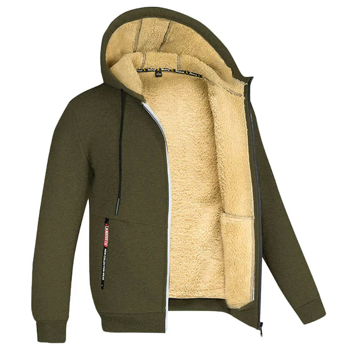 Deze heren hoodie met rits en capuchon biedt een comfortabele regular fit voor iedereen.