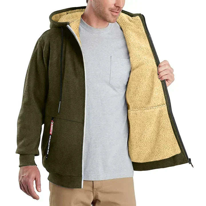 Heren hoodie met lange rits en capuchon, regular fit pasvorm, essentiële bovenkleding.